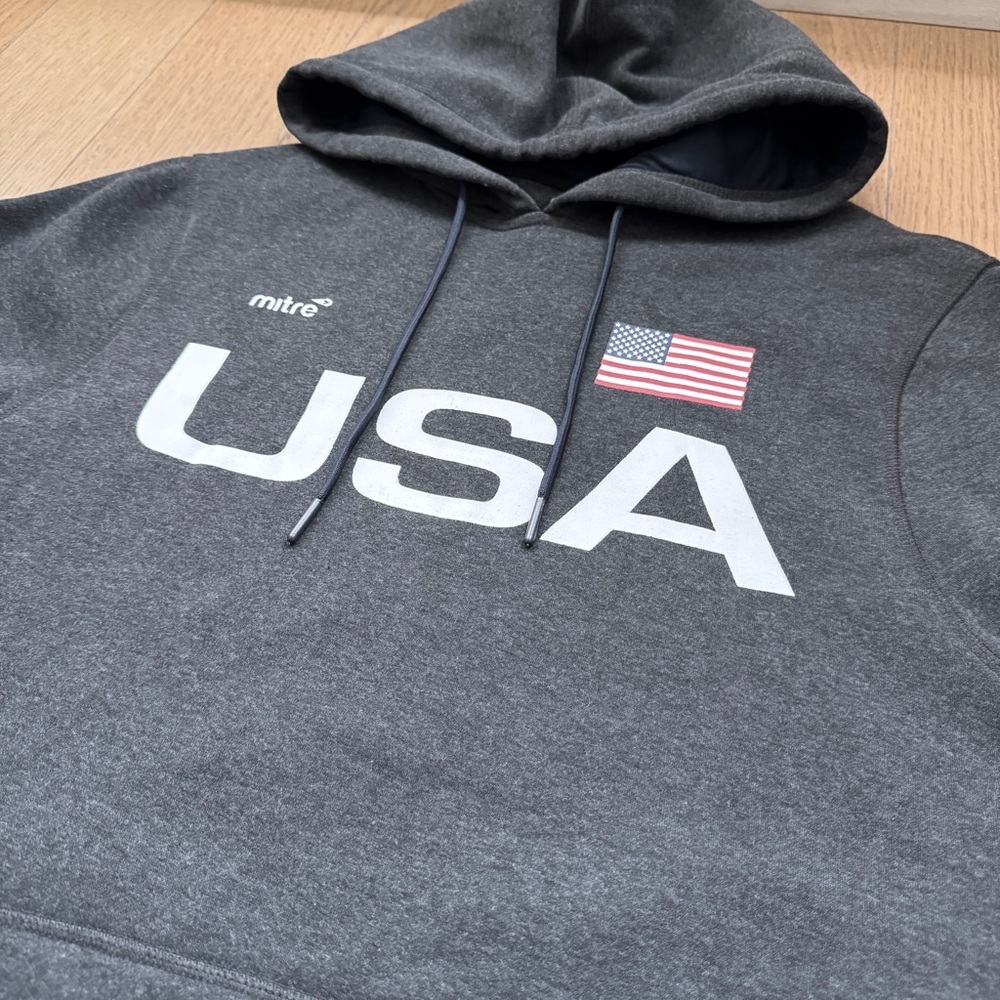 Men's USA Charcoal Fleece Hoodie NWT - Size M - Picture 3 of 9